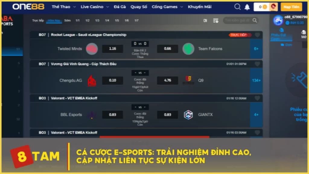 Cá cược e-sports: Trải nghiệm đỉnh cao, cập nhật liên tục sự kiện lớn