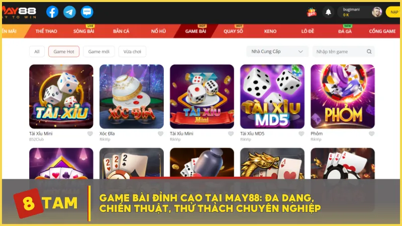 Game bài đỉnh cao tại MAY88: Đa dạng, chiến thuật, thử thách chuyên nghiệp