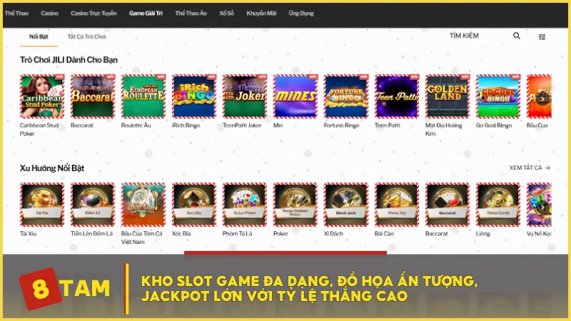 Kho slot game đa dạng, đồ họa ấn tượng, jackpot lớn với tỷ lệ thắng cao