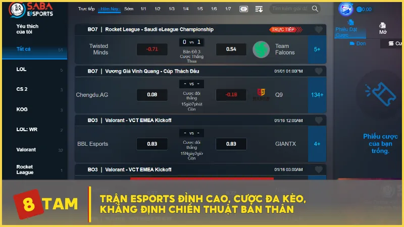 Trận eSports đỉnh cao, cược đa kèo, khẳng định chiến thuật bản thân