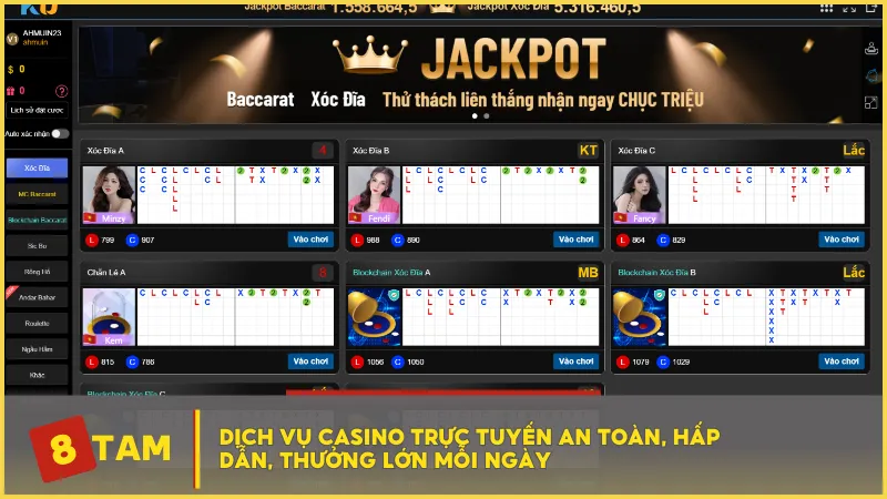 Dịch vụ casino trực tuyến an toàn, hấp dẫn, thưởng lớn mỗi ngày