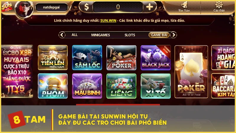 Game bài tại SUNWIN hội tụ đầy đủ các trò chơi bài phổ biến