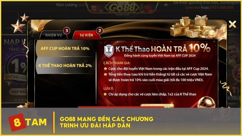 GO88 mang đến các chương trình ưu đãi hấp dẫn