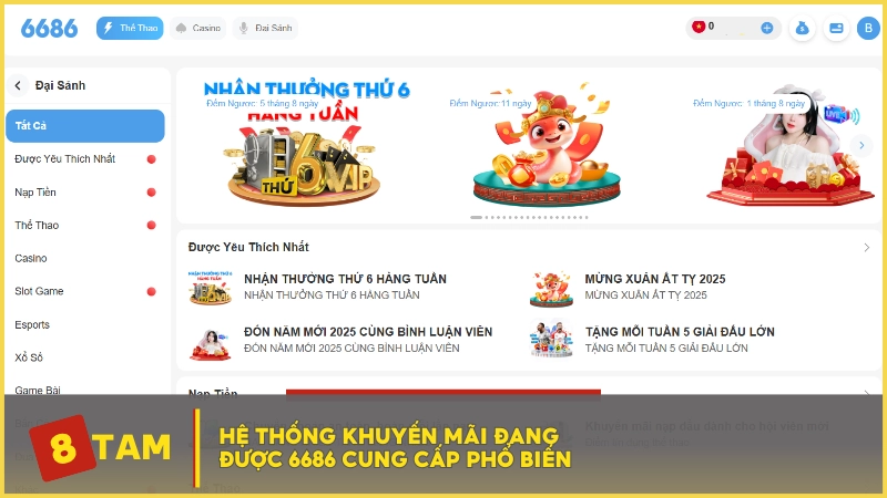 Hệ thống khuyến mãi đang được 6686 cung cấp phổ biến