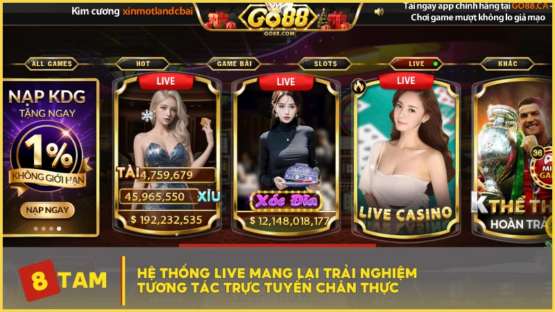 Hệ thống Live mang lại trải nghiệm tương tác trực tuyến chân thực