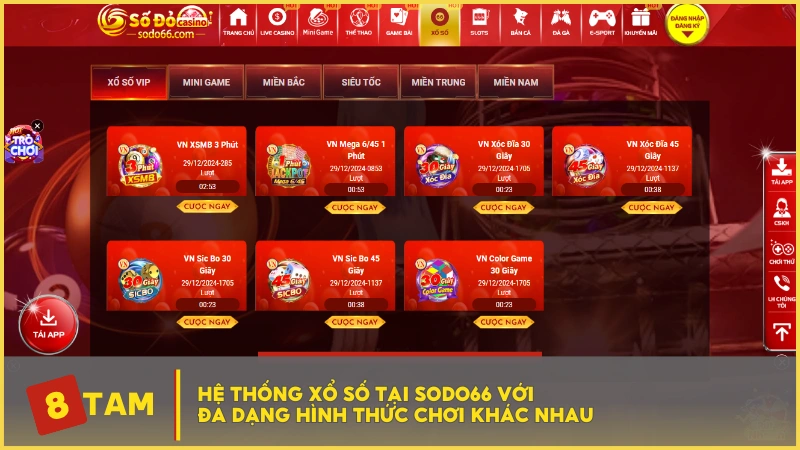 Hệ thống xổ số tại SODO66 với đa dạng hình thức chơi khác nhau