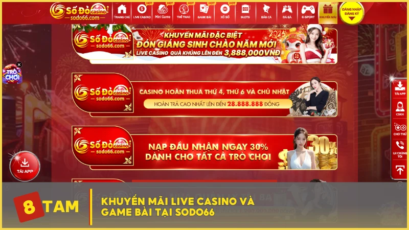 Khuyến mãi Live Casino và Game Bài tại SODO66