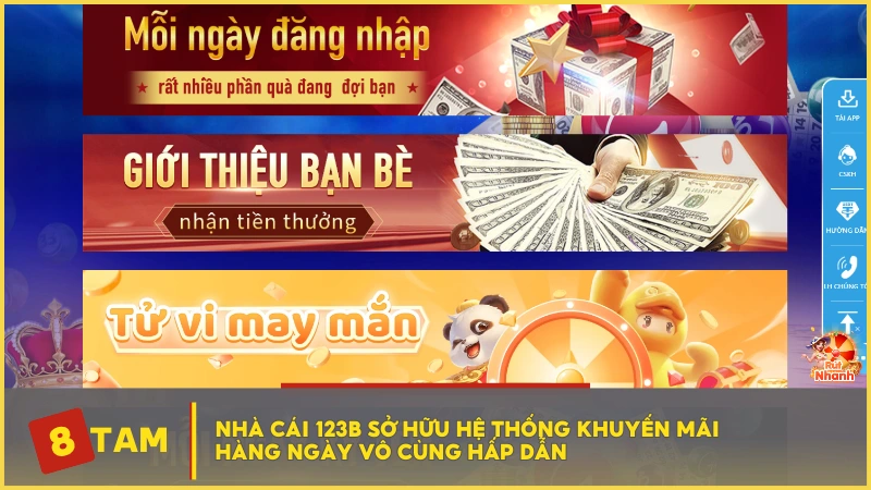 Nhà cái 123B sở hữu hệ thống khuyến mãi hàng ngày vô cùng hấp dẫn