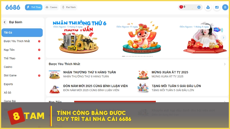 Tính công bằng được duy trì tại nhà cái 6686