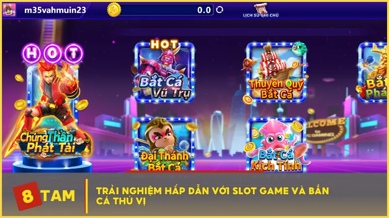 Trải nghiệm hấp dẫn với slot game và bắn cá thú vị